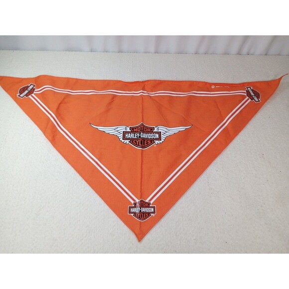 Vtg 2001 Harley-Davidson Orange Dog Bandanna Triangle Logo Pet Gear - Picture 2 of 10